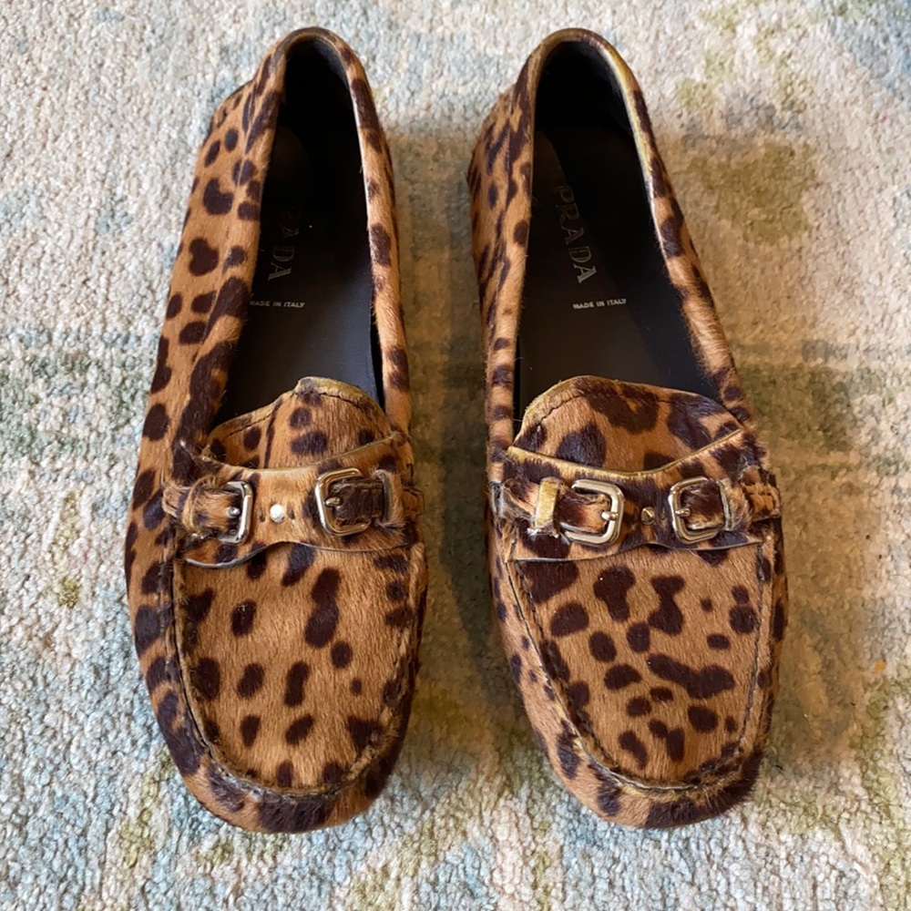 Preloved Prada Leopard Loafers, 38.5